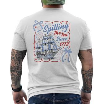 Coquette Bow Spilling The Tea Since 1773 4Th Of July Men's T-shirt Back Print - Thegiftio UK