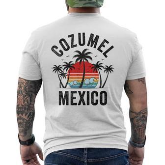 Cozumel Mexico Beach Palm Trees Sunset Surf Vintage Men's T-shirt Back Print - Thegiftio UK