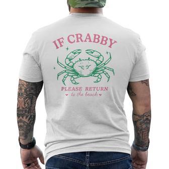 If Crabby Please Return To The Beach Coastal Crab Fun Men's T-shirt Back Print - Thegiftio UK