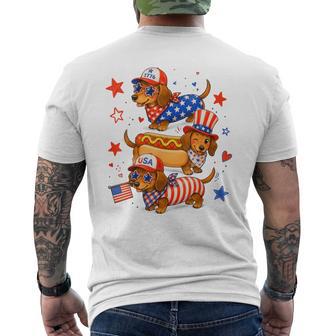 Cute Patriotic Dachshund Usa Flag Red White Blue Dog Men's T-shirt Back Print - Thegiftio UK