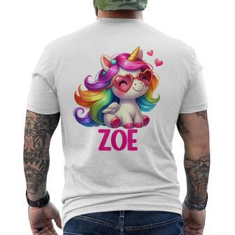 Personnalisé Avec Nom De Licorne Zoe T-shirt imprimé au dos - Cadeauxyz