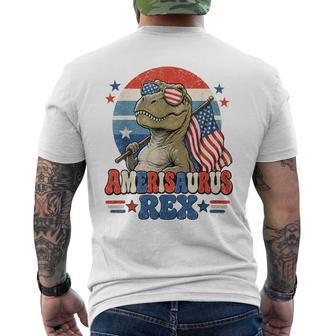 Dinosaur 4Th Of July T Rex Amerisaurus Rex Boys Men Men's T-shirt Back Print - Monsterry