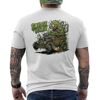 Divertido Cubo De Lodos Crazy Hotrod Rat Rod Race Car Cartoon In Mangas Camiseta Hombre Estampado Espalda - Regaloses