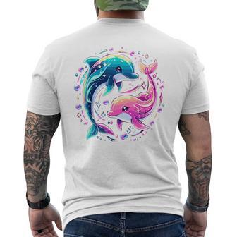 Dolphin Colorful Sea Ocean Animal Dolphin Men's T-shirt Back Print - Thegiftio