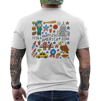 Doodle Happy 250 America Patriotic Kids 1776-2026 Men's T-shirt Back Print - Thegiftio UK