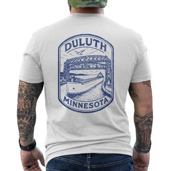 Duluth Minnesota Mn Aerial Lift Bridge Boat Lake Superior Men's T-shirt Back Print - Thegiftio UK