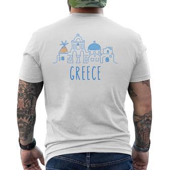Europe Greece Athens Santorini Family Vacation Souvenir Men's T-shirt Back Print - Thegiftio