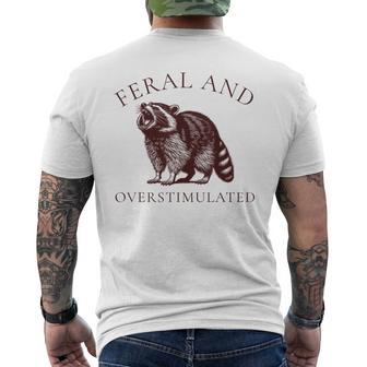 Feral And Overstimulated Raccoon Adhd Vintage Autism Men's T-shirt Back Print - Thegiftio UK