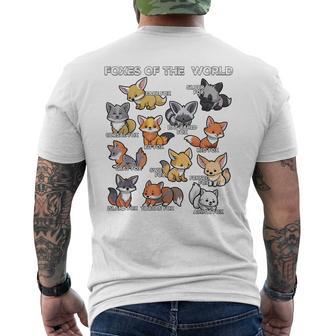 Foxes Of The World Educational Animal Fox Lover Kawaii Fox Men's T-shirt Back Print - Thegiftio
