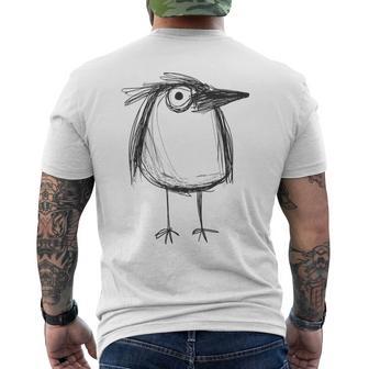 Crow Sketch Drawing Bird Raven Hand Drawn Men's T-shirt Back Print | Mazezy