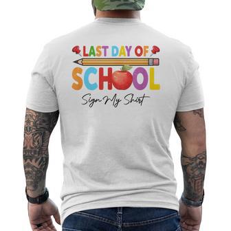 Last Day Of School Sign My Autograph Graduation Men's T-shirt Back Print - Thegiftio UK
