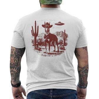 Ufo Western Cowboy Doberman Vintage Men's T-shirt Back Print - Thegiftio UK