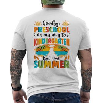 Goodbye Preschool On My Way To Kindergarten But First Summer Men's T-shirt Back Print - Thegiftio UK
