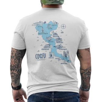 Grecia Amantes De La Isla Griega Mapa De Corfú Camiseta Hombre Estampado Espalda - Regaloses