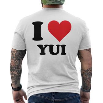 I Heart Yui ファーストネーム I Love パーソナライズ メンズTシャツ バックプリント - Kawaiitshirt