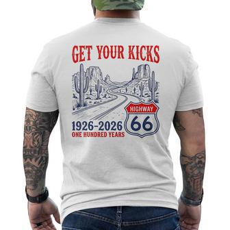 Highway 66 Get Your Kicks Centennial 1926-2026 Road Trip Men's T-shirt Back Print - Thegiftio UK