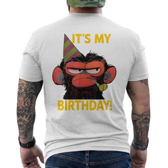 Humor It's My Birthday Grumpy Monkey Meme Men's T-shirt Back Print - Thegiftio UK