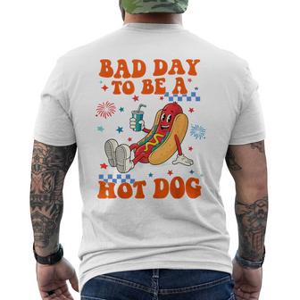 Its A Bad Day To Be A Hot Dog Hot Dog 4Th Of July Bbq Men's T-shirt Back Print - Monsterry