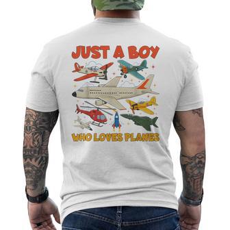Just A Boy Who Loves Planes Aircraft Toddler Airplane Lover Men's T-shirt Back Print - Thegiftio UK