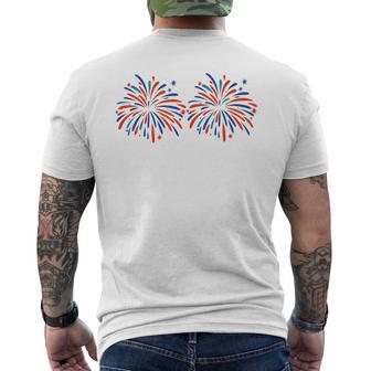 Just Here For The Fireworks Patriotic Couple Men's T-shirt Back Print - Monsterry