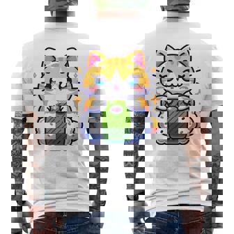 Kawaii Neko Chat Mangeant Onigiriushi Amateur De Nourriture Japonaise T-shirt imprimé au dos - Cadeauxyz