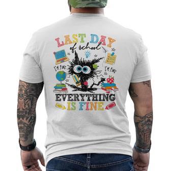 Last Day Of School Cat Everything Is Fine Gratduation Men's T-shirt Back Print - Thegiftio UK