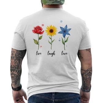 Live Laugh Love Flowers Men's T-shirt Back Print - Thegiftio UK