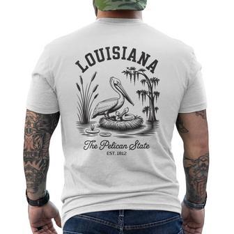 Louisiana Pelican State Swamp And Wildlife Vintage Men's T-shirt Back Print - Thegiftio