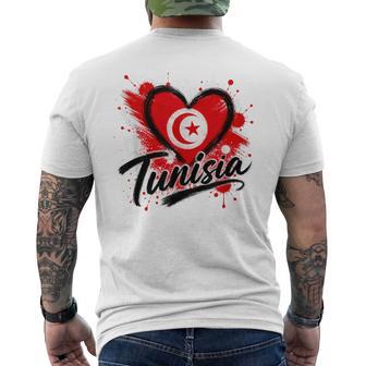I Love Tunisia 旅行旗 ハート ツーリスト バケーション デザイン メンズTシャツ バックプリント - Kawaiitshirt
