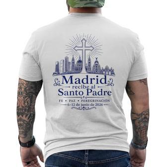 Madrid Recibe Alanto Papa 2026 Católicoímbolos De Pez Camiseta Hombre Estampado Espalda - Regaloses