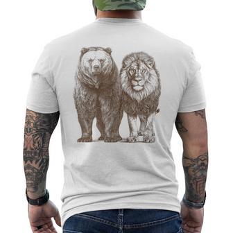 Majestic Bear & Lion Animaux Cool Retrointage Zoo Cool T-shirt imprimé au dos - Cadeauxyz