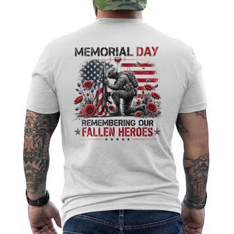 Memorial Day Remembering Our Fallen Heroes Patriotic Us Flag Men's T-shirt Back Print | Mazezy