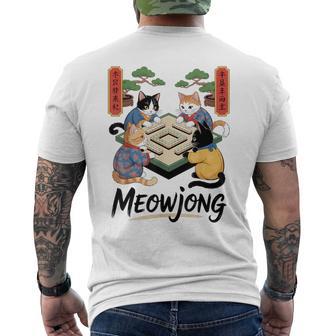 Meowjong Cat Mahjong Anime Kawaii Cats Men's T-shirt Back Print - Thegiftio