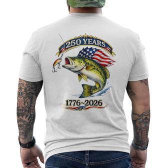 Patriotic Bass Fish And Flag 250 Years Fishing Men's T-shirt Back Print - Thegiftio