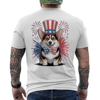 Patriotic Pembroke Welsh Corgi Dog 4Th Of July Celebration Men's T-shirt Back Print - Thegiftio UK