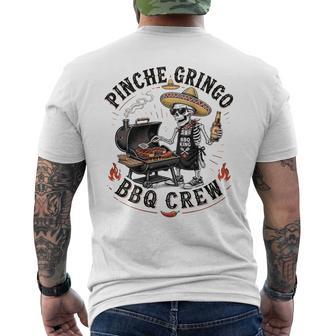 Pinche Gringo Bbq Crew Skeleton Pig Grilling Beer On Back Men's T-shirt Back Print - Monsterry