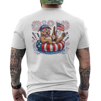 Pitbull Patriotic Dog Beer Drinking 4Th Of July Men's T-shirt Back Print - Thegiftio UK