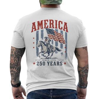 Preppy Retro Stripes America Cowboy Rodeo 250 Years Us Flag Men's T-shirt Back Print - Thegiftio UK