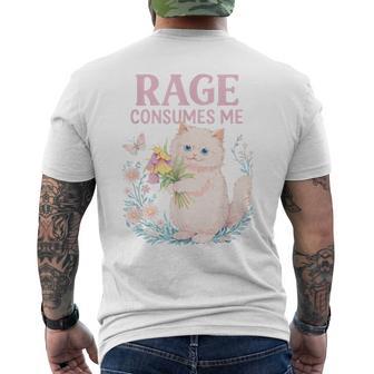 Rage Consumes Me キュート 怒っている猫 面白い 皮肉なミーム メンズTシャツ バックプリント - Kawaiitshirt