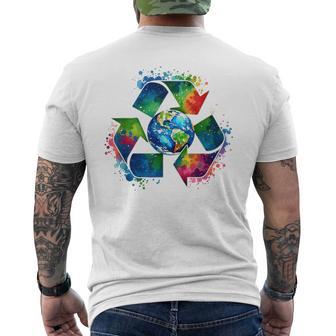 Recycle Symbol With Earth Supporting Earth Day Every Day Men's T-shirt Back Print - Thegiftio UK