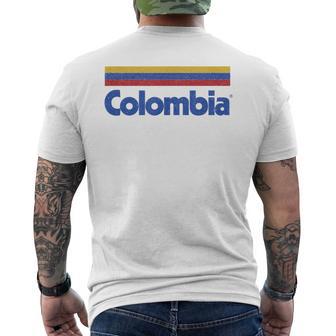 Retro Colombia Flag Vintage Colombian Pride Yellow Colombia Men's T-shirt Back Print | Seseable CA