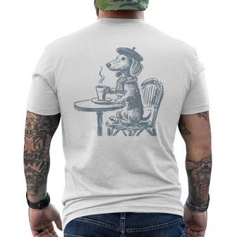 Retro Dachshund París Perro Francés Caféalchicha Perro Mamá Papá Camiseta Hombre Estampado Espalda - Regaloses