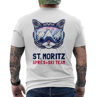Saint Moritz Alpes Panorama Montagne Lunettes Deki Chats T-shirt imprimé au dos - Cadeauxyz