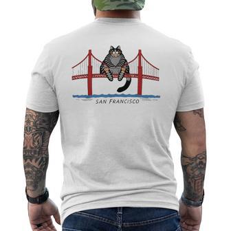 San Francisco Cat Golden Gate Bridge Kitten Lover Vintage Men's T-shirt Back Print | Mazezy
