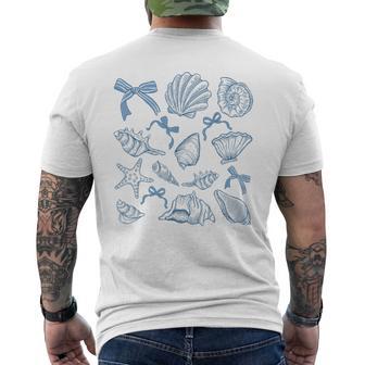 Seashell Preppy Blue Coquette Bow Beach Coastal Sea Shell Men's T-shirt Back Print - Thegiftio UK