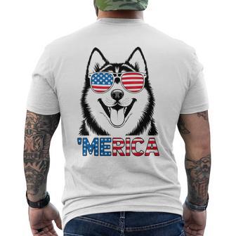 Siberian Husky Dog 4Th Of July Merica American Patriotic Men's T-shirt Back Print - Thegiftio UK