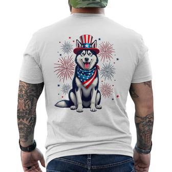 Siberian Husky Dog July 4Th American Flag Men's T-shirt Back Print - Thegiftio UK
