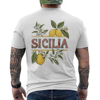 Sicilian Lemons Graphic Italian Heritage Vintage Sicilia Men's T-shirt Back Print - Monsterry