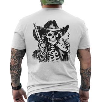 Skeleton Cowgirl Smoking Western Gothic Grunge Goth Skull Men's T-shirt Back Print - Thegiftio UK