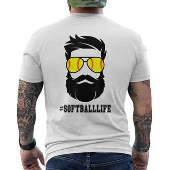 Softball Life Softball Dad With Beard Father Fathers Men's T-shirt Back Print - Thegiftio